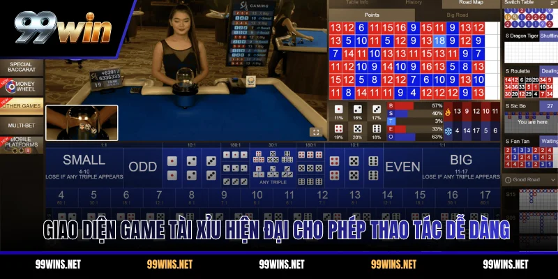 Giao diện game Tài Xỉu hiện đại cho phép thao tác dễ dàng